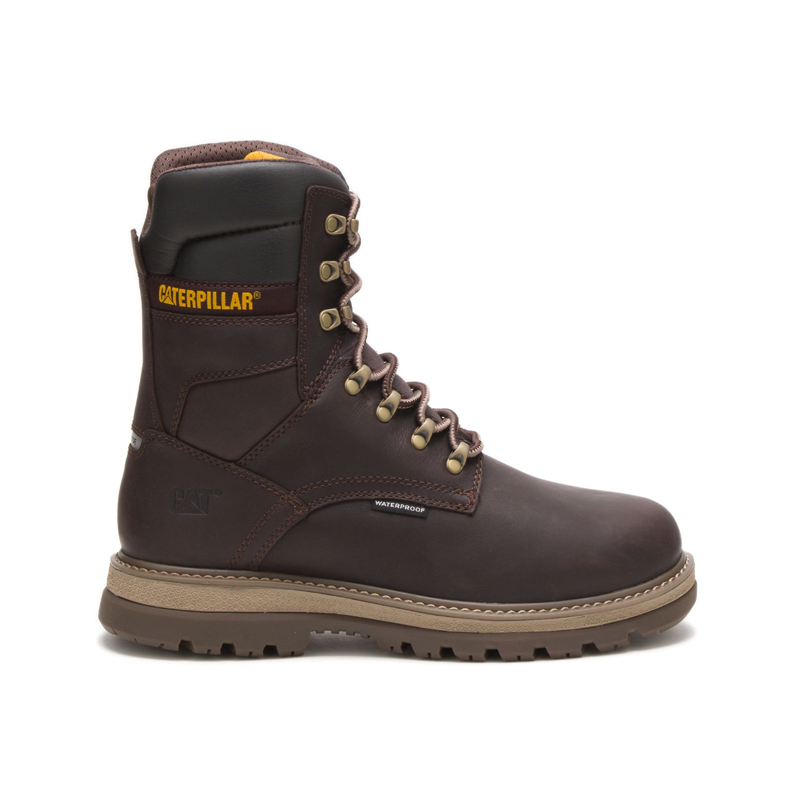 Men's Caterpillar Fairbanks 8" Waterproof Tx Steel Toe Work Boots Brown | Cat-520197